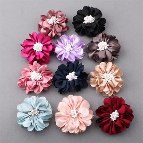 Free Shipping Handmade Fabric Flowers Crafts 20PCS Toddler Kids Headband Decoration Patch Stickers Wedding Decor Floral Jewelry