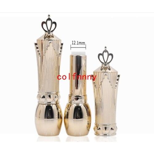 300pcs/lot Fast Shipping 12.1mm Lipstick Container With Crown Lid red gold Lip Gloss Tube Lip Balm Bottle