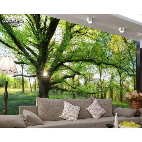 Beibehang Natural Sunshine Forest Tree Beautiful Photo 3d Wallpaper Bedroom Living Room Background wallpaper for walls 3 d
