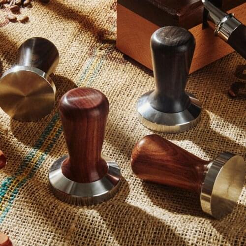 51/53/58MM Coffee Tamper Wood Stainless Steel Coffee Powder Flating Hammer Espresso Maker Machine Cafe Barista Tools Accessories