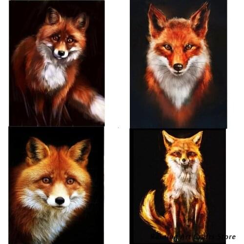 5D Diy Diamond Painting Cross Stitch Fox Full Round Square Drill Embroidery Wild Animal Rhinestone Home Decoration Handmade Gift