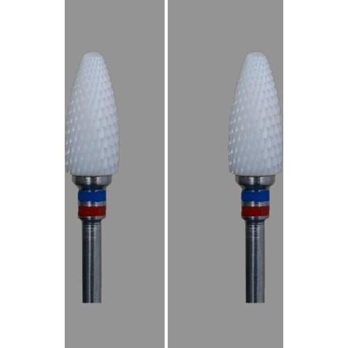 6Pcs- White Zirconia Ceramic Dental Lab Burs - Bullet Shape -Cross cut (4601.060)