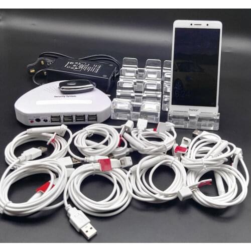 Phone Speciality Store Display 8pcs Mobile Phone Security Alarm System Anti-theft and Charge for iPhone/Samsung/Huawei/Vivo/OPPO