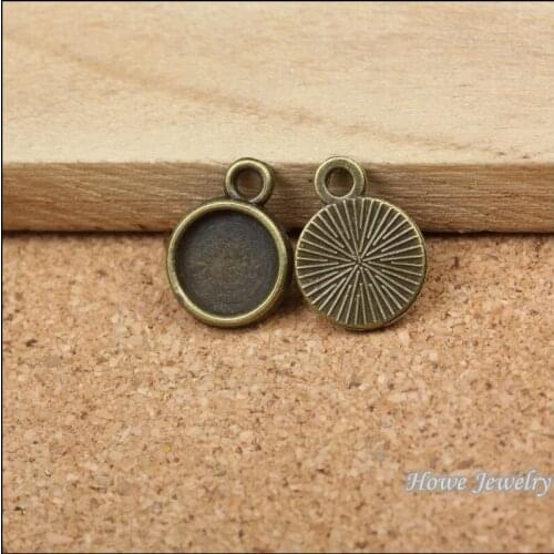 80 pcs quality Antique bronze Single side Circular frame Pendant Alloy Metal DIY Bracelet Necklace Jewelry Accessories
