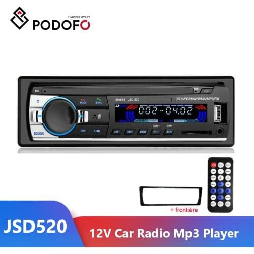 Podofo Car Radio Stereo Player Digital Bluetooth Car MP3 Multimedia Player 60Wx4 FM Audio USB/SD with In Dash 12V AUX Input