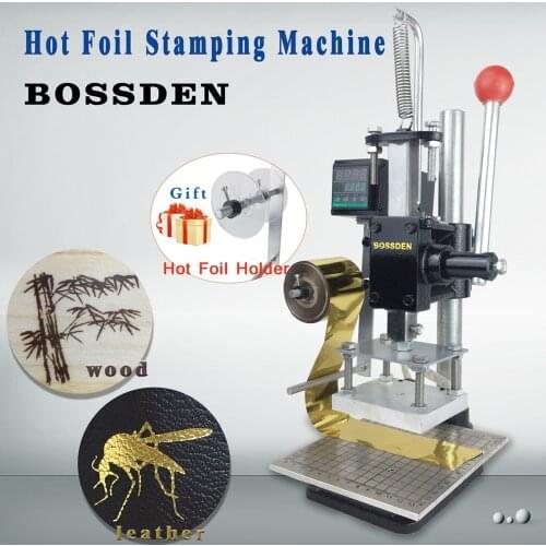 BOSSDEN Digital Manual Hot Foil Stamping Machine for Paper Cards Leather Wood PVC Phonecase Heat Embossed Bronzing Tool Printing