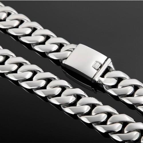 24mm Big Wide Never Fade Cuban Link Chain Necklace Hip Hop Miami Cuba Chain Jewelry Buckle Best Gift for Men