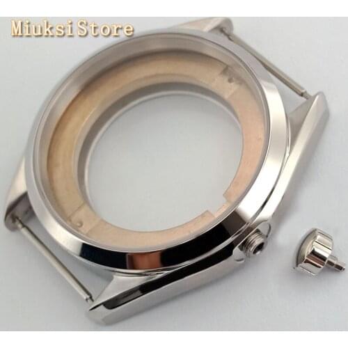 41mm silver case sapphire glass silver watch case fit ETA 2836,Miyota 8205 8215 821A Mingzhu DG 2813 3804 nh35 movement