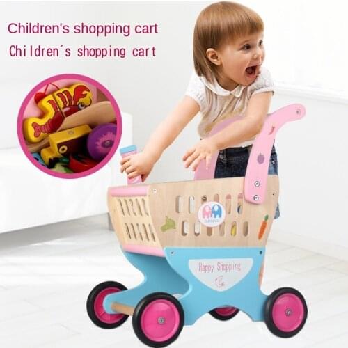 Wooden Baby Walker Canteen Car Shopping Cart Play House Simulation Stroller Gift Toy Sets