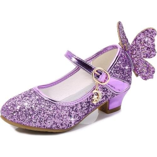 Kids Princess Girls Sandals Glitter Shiny Rhinestone Butterfly Party Dance Shoes