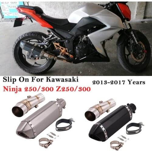 For Kawasaki Ninja 250 300 Z250 Z300 2013 - 2016 2017 Motorcycle Exhaust Escape System Link Pipe Muffler Removable DB Killer