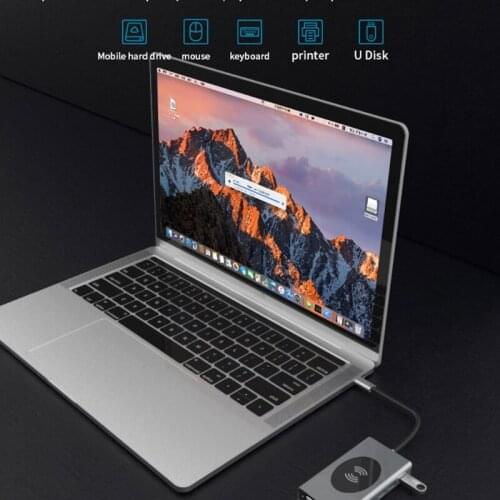 H7JF Type C USB Hub Docking Station Muiti-Functional 14 in1 Hub Dual 4K HDMI-Compatible Audio3.5mm Rj45 VGA Ethernet SD TF