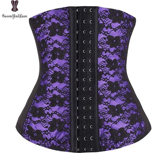 Breathable Lace Waist Trainer Korsett For Women Red Purple Cream Pink Plus Size Waist Cincher Underbust Waist Slimmer Corset