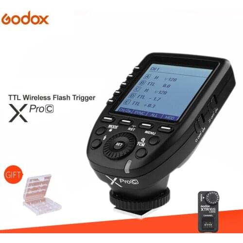Godox XPro-C E-TTL 2.4G Wireless HSS Flash Trigger+XTR-16 Receiver for Canon Godox X1R-C XT-16 AD360/DE/QT/DP/QS/GS/GT Series