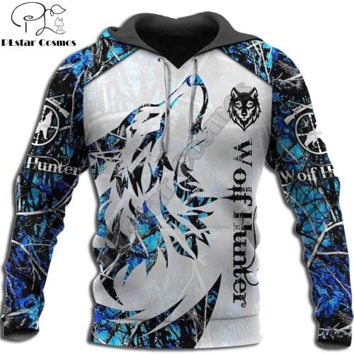 Animal Wolf Hunter pattern 3D Printed Hoodies Harajuku Hooded Sweatshirt Unisex Casual Pullover sudadera hombre DW067