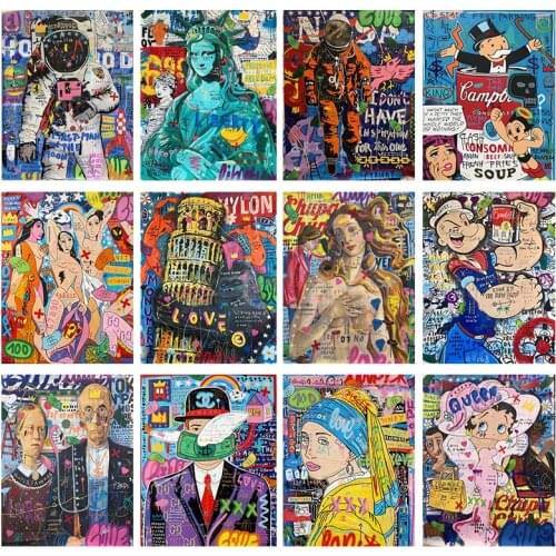 Wall Street abstract graffiti art painting, graffiti monopoly art prints and posters to decorate the family living room