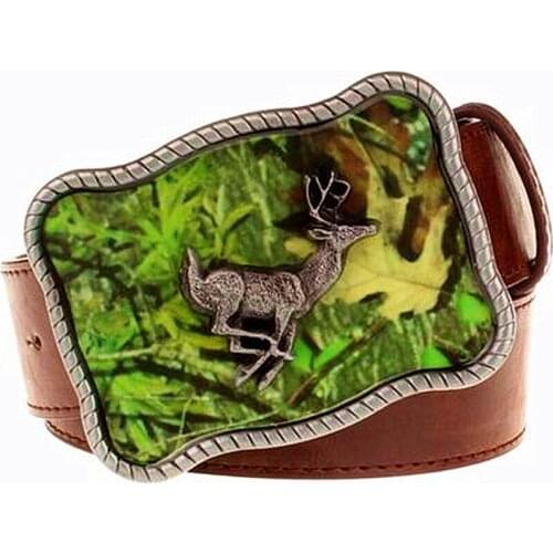 Personality mens belt fashion Animals element Deer belt Retro elk pattern belt moose rectangle buckle Punk leather Strap women