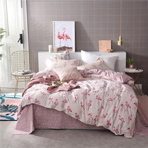 Pink Flamingos Bedding Set Little Flamingos Duvet Cover Set Pillowcase Home Textiles 2/3pcs Bed Linen King Queen Size Dropship