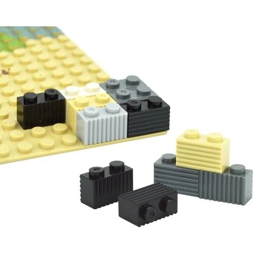 DIY Bricks Modified 1x2 with Flutes Fluted MOC Building Blocks Technical Parts Compatible with 2877 Educational Toy for Children