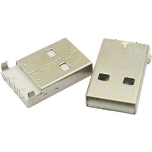 Hot sale 100PCS/LOT USB 2.0 A type male plug right angle SMT PCB Mount 4 pin Surface mount type white insulator