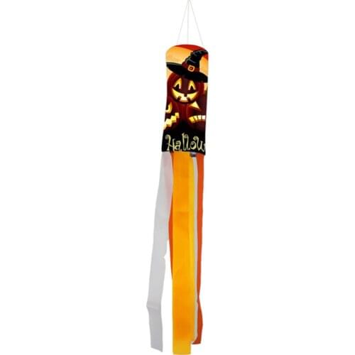 All Weather Halloween Pumpkin Windsock Hanging Flag Party Ornament Weather Vane Indicator