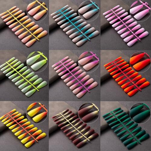 Matte Gradient Fake Nails Full Cover Ballet Press on Nail Candy Color False Nail Coffin False Nails Nail Tips 20 Pieces/set