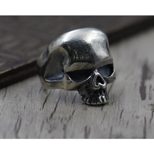 Retro personality skull opening ring 925 men Silver Vintage Sterling silver jewelry making ring