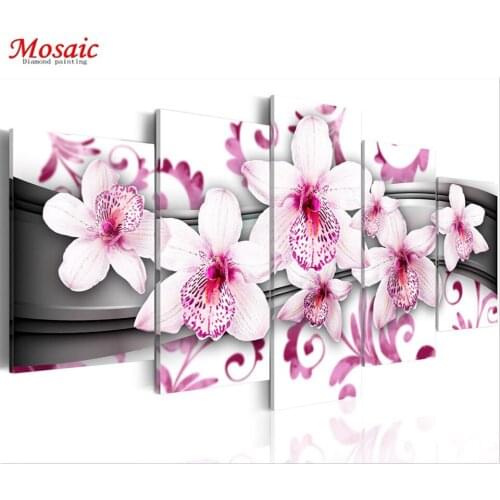 5pcs Full Square/Round Drill 5D DIY Diamond Painting "flower" Multi-picture Combination Embroidery 5D Decor