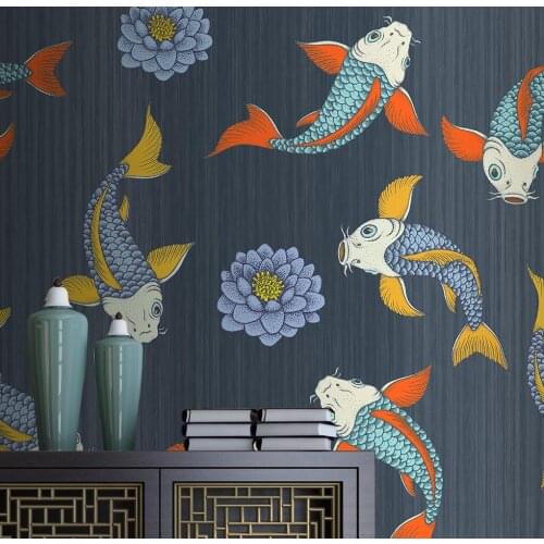 Beibehang custom Koi lotus carp mural wallpaper for walls art photo wallpapers for living room decor decoration salon painting