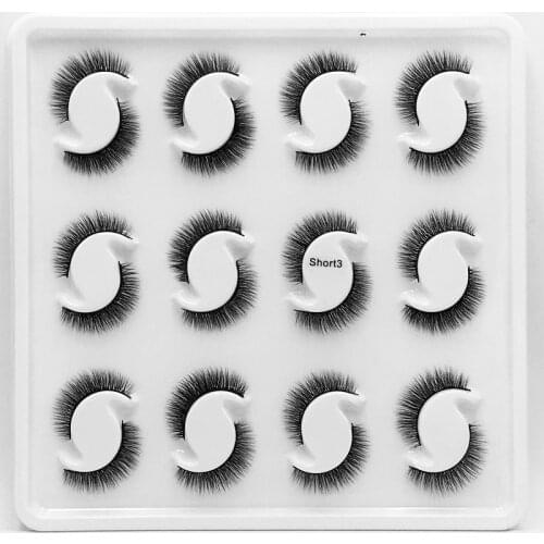 NEW 12pair Mink False Eyelashes Messy Cross Soft Cotton Stalk Natural Short Fake Eyelashes Smoke Banquet Makeup Mink Eye Lashes
