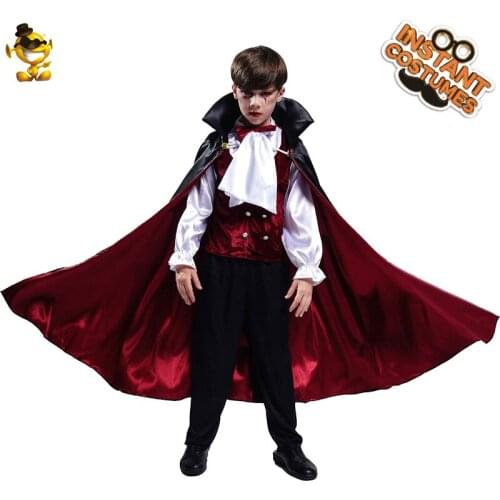 New Luxury Boys Vampire Costume Cosplay Kids Halloween Costumes Role Play Child Vampire Outfits Costumes