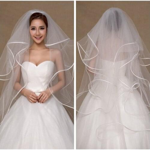 Ruffles Ribbon Edge 2019 New Formal Long Bridal Veil Soft Women Wedding Hair Veils Cheap Head Accessories
