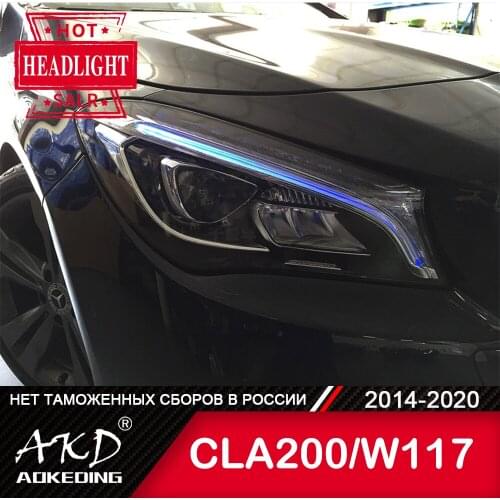 For Car BENZ CLA200 250 Head Lamp 2014-2020 Car Accessory Fog Lights Day Running Light DRL H7 LED Bi Xenon Bulb W117 Headlights