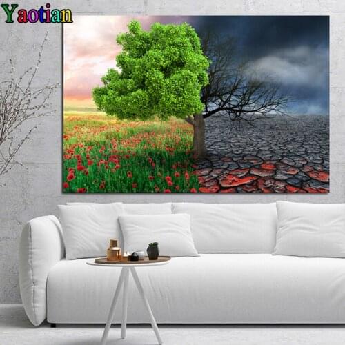 Full Diamond Painting 4 Seasons Colorful Tree Cross Stitch Rhinestones Handmade 5D Diamond Embroidery Mosaic Decor For Home Gift