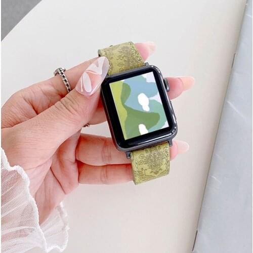 Leather Printed Strap For Apple Watch Band 44mm 40mm 42mm 38mm Fashion New Bracelet Wristband For iWatch 1 2 3 4 5 6 SE