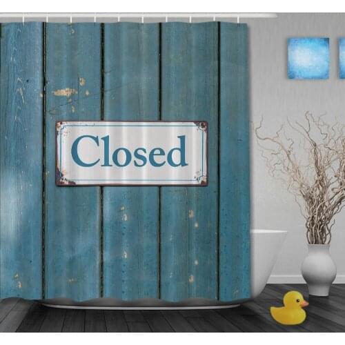 Retroing Style Word Closed On The Classic Wooden Door Waterproof Mouldproof Fabric High Quality Bathroom Curtain With Hooks