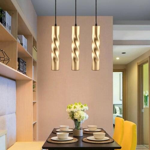 Nordic Luxury Pendant Lights Modern Long Spiral Tube LED Hanging Lamps for Dining Living Room Kitchen Cylinder Lighting Fixtures