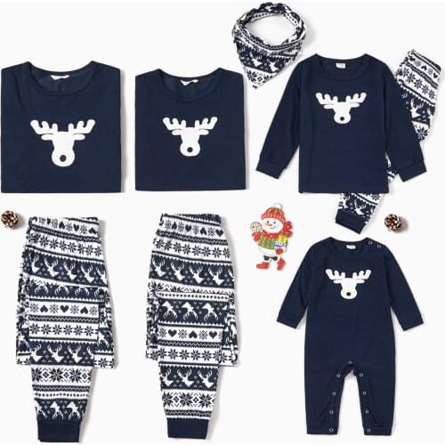 PatPat Family Matching Reindeer Print Christmas Pajamas Sets (Flame Resistant)