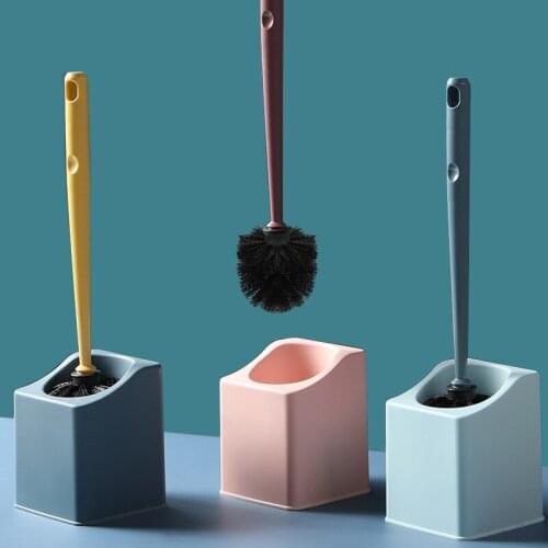 Toilet brush with Holders Wall-Mounted Long Handle Silicone WC Toilet Cleaning Bathroom Brushes Set Home Cleaner Accessories