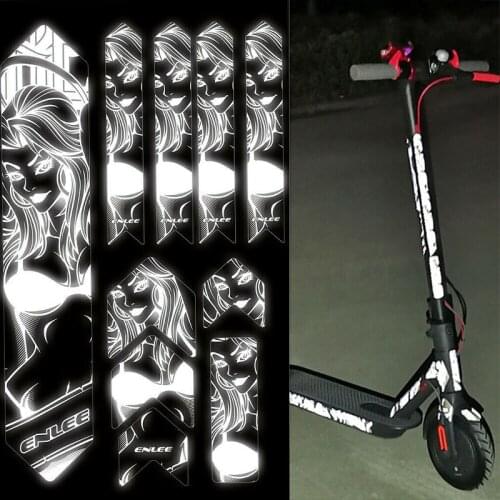 ENLEE Mountain Bike Reflective Stickers Waterproof Electric scooter Frame Stickers Removeable Bicycle Accessories