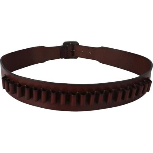 Tourbon Hunting Gun Accessories Handgun Pistol .44 / .45 Rimfire Bandoleer Cartridge Belt 20 Rounds Ammo Holder Genuine Leather