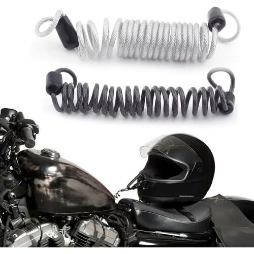 Uinversal Security Reminder Rope Helmet Lock Coiled PVC Steel Security Cable Anti-Theft Tether Motorcycle Bicycle Scooter Quad