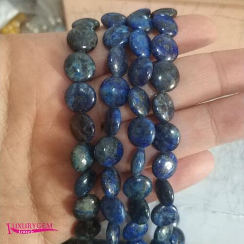 High Quality 12mm Smooth Blue Natural Lapis Stone Coin Shape DIY Gems Loose Beads Strand 15" Jewelry Making w4365