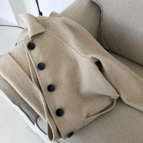High quality New thick Wool Blend Coat Women Long Sleeve Turn-down Collar Outwear Jacket Casual Autumn Winter Elegant Overcoa