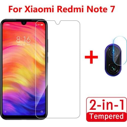 2 in 1 Camera Tempered Glass For Xiaomi Redmi Note 7 8 Pro Screen Protector Glass Note 7 Protective Glass Note7 Back Lens Film