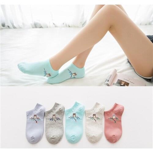 ZDL-165 Cute Cotton Owl Print Casual Women Girls Regular Animals Ankle Short Socks 10pairs