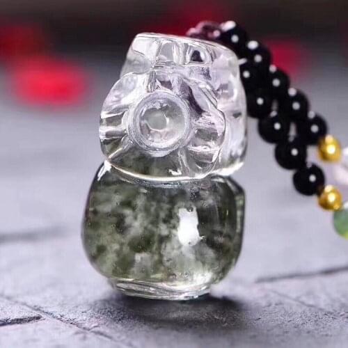 Green Ghost Natural Crystal Pendants Fine Hand Carved Pixiu Sweater Chain Necklace Lucky for Women Men Charm Crystal Jewelry