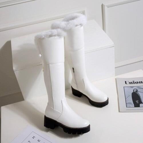 New Korean Version of Rabbit Hair Waterproof Platform High Boots Fashion Boots Women Over The Knee Boots 960-1