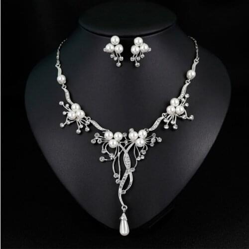 New Fashion Wedding Bridal Jewelry Sets Crystal Necklace Earrings Sets for Women