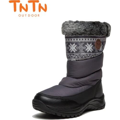 TNTN 2020 Winter Outdoor Boots Feathers Waterproof Hiking Boots Snow Womens Shoes Womens Fleece shoes Warm